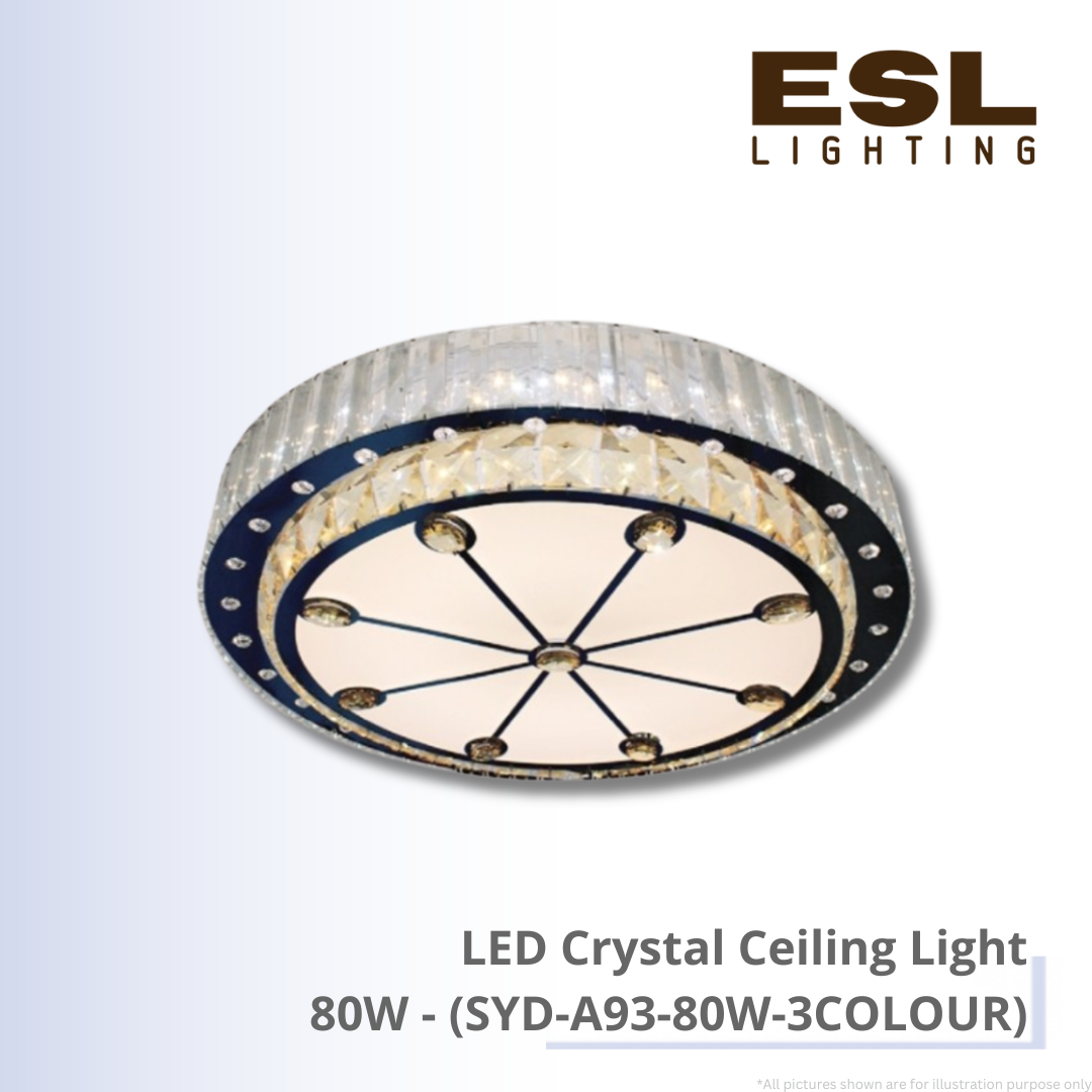 LED Crystal Ceiling Light 80W - SYD-A93-80W-3COLOUR