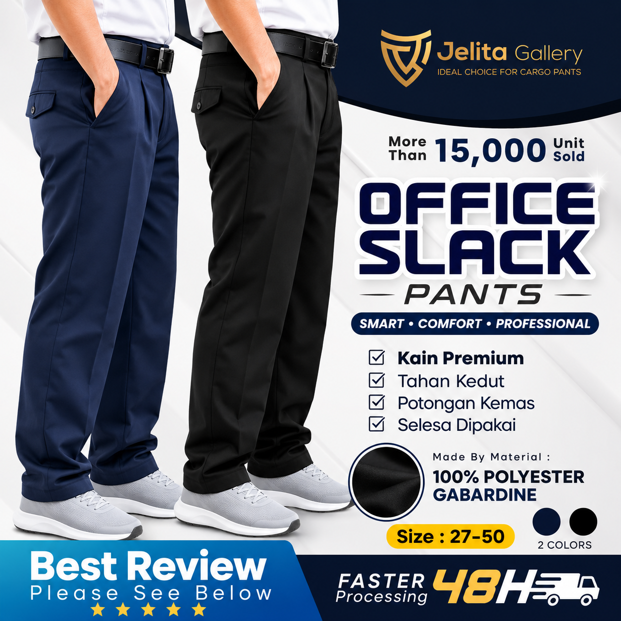 Formal Pleated Slack Pants Office Pants Kain Licin