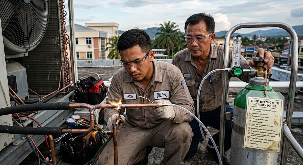 HVAC brazing oxidation prevention nitrogen