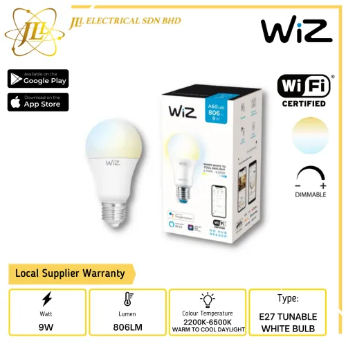 PHILIPS WIZ 9W A60 SMART BULB TUNABLE WHITE AMBIENCE BULB (2700K TO 6500K)