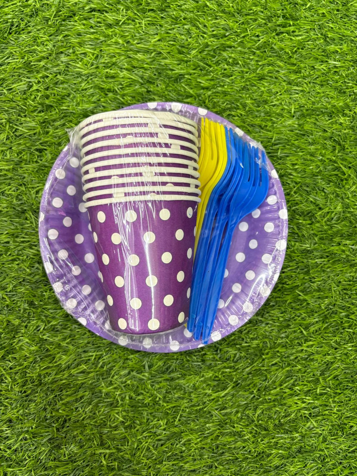 7inch Round Paper Plate & Cup with Fork 10pcs (P-7RPCF)