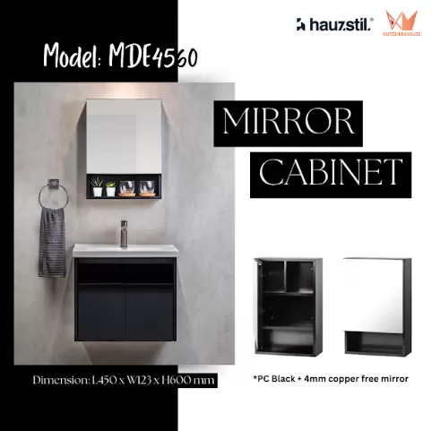 HAUZSTIL Bathroom Mirror Cabinet With Swing Door MDE4560