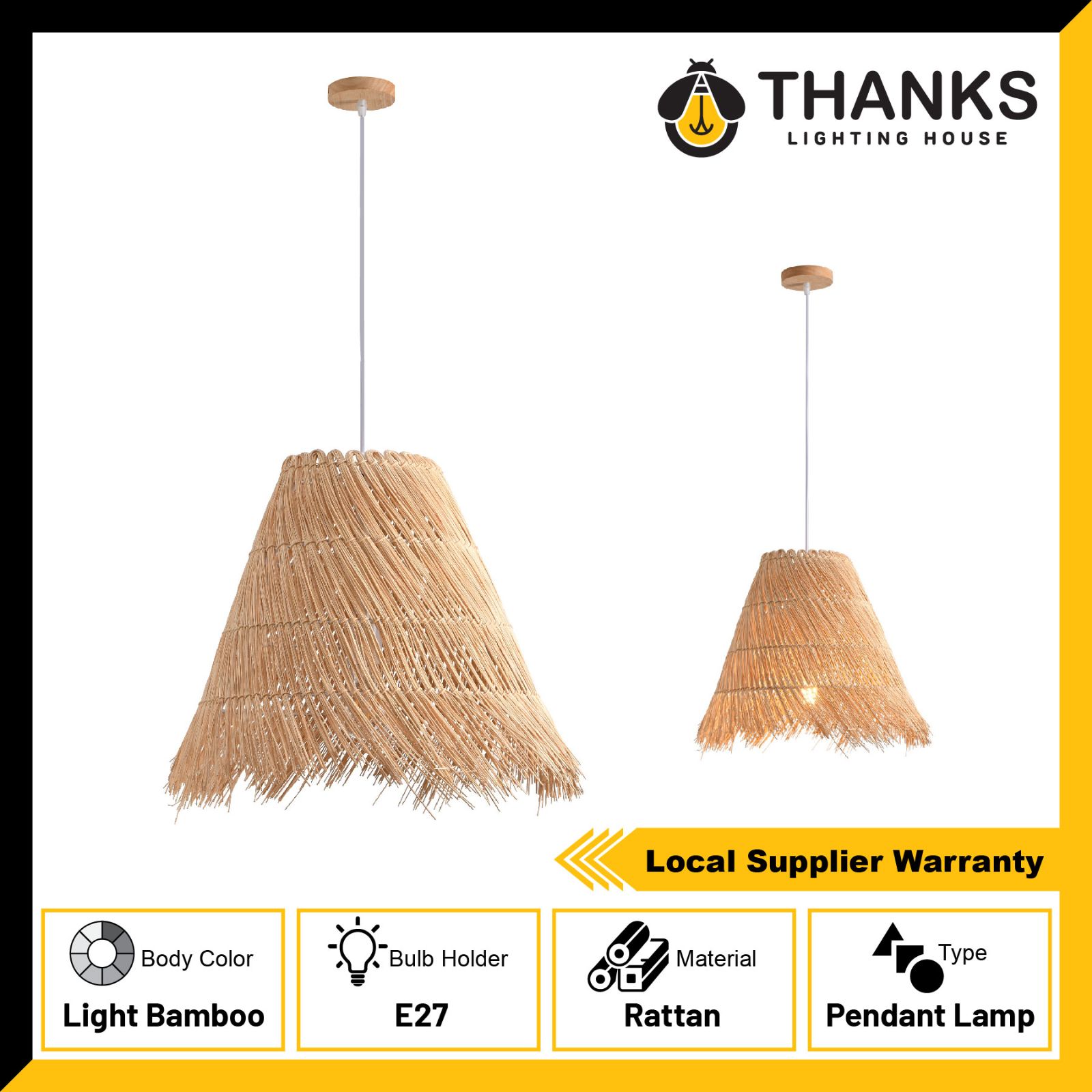 HANDMADE MUJI BAMBOO PENDANT LAMP RATTAN SERIES