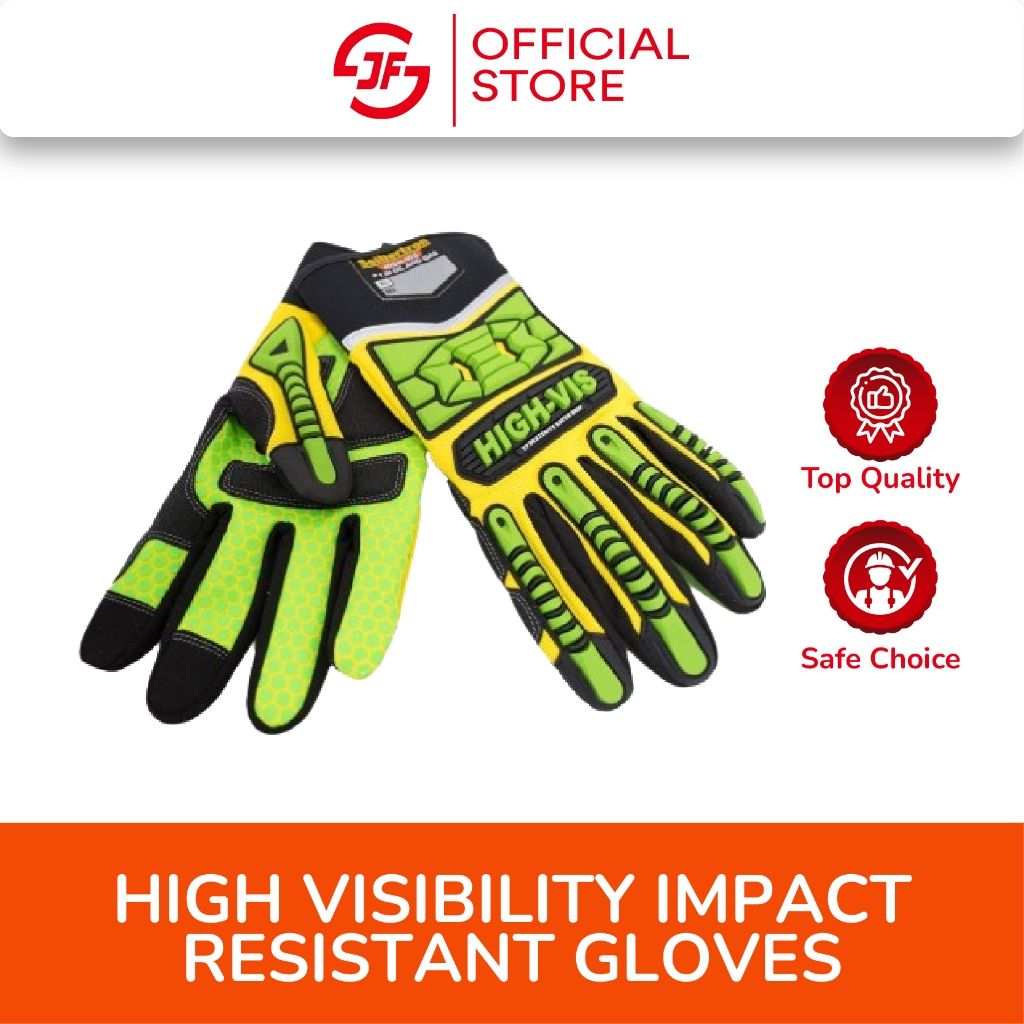 High Visibility Impact Resistant Gloves Cut Resistant Anti-Vibration Oil and Gas Ringers Impact Gloves