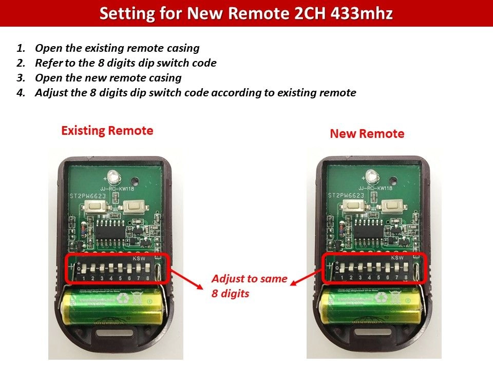 2CH 433mhz Wireless Remote Control Set - For Autogate / Alarm / Door Access System