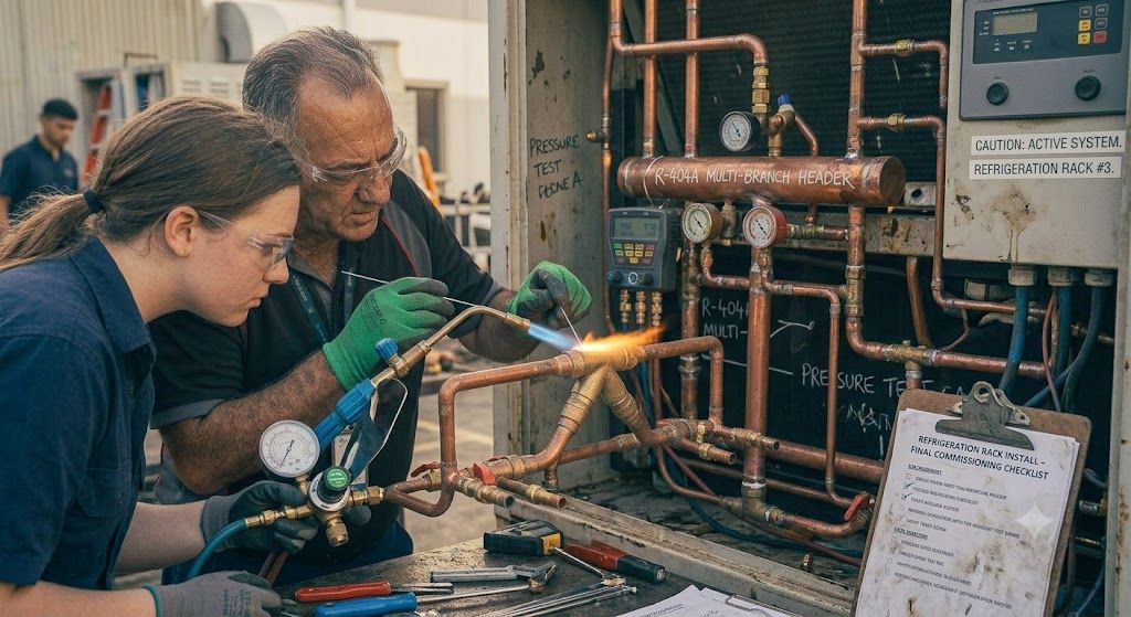 copper pipe brazing refrigeration installation skills