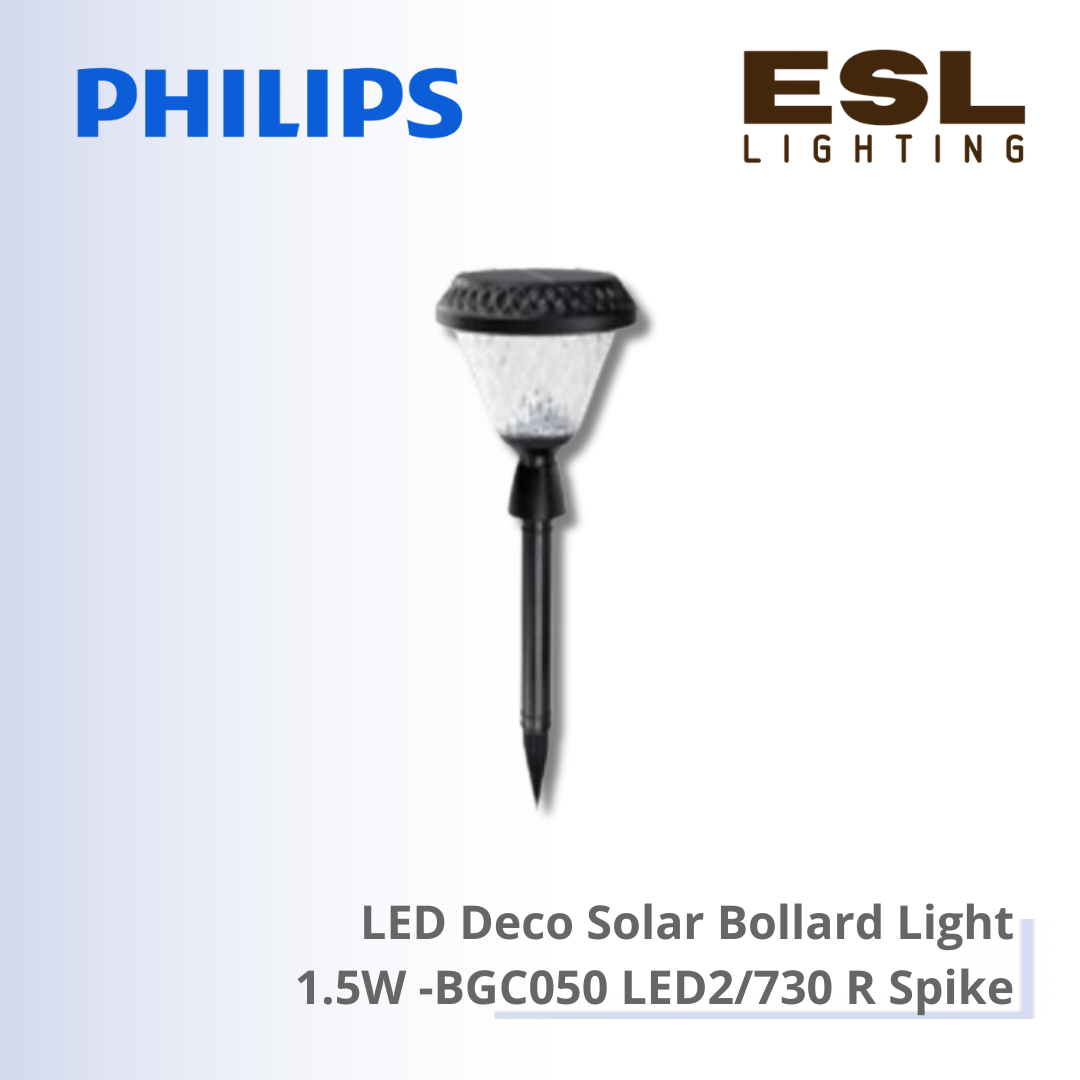 Philips LED Deco Solar Bollard Light 1.5W - BGC050 LED2/730 R Spike IP65