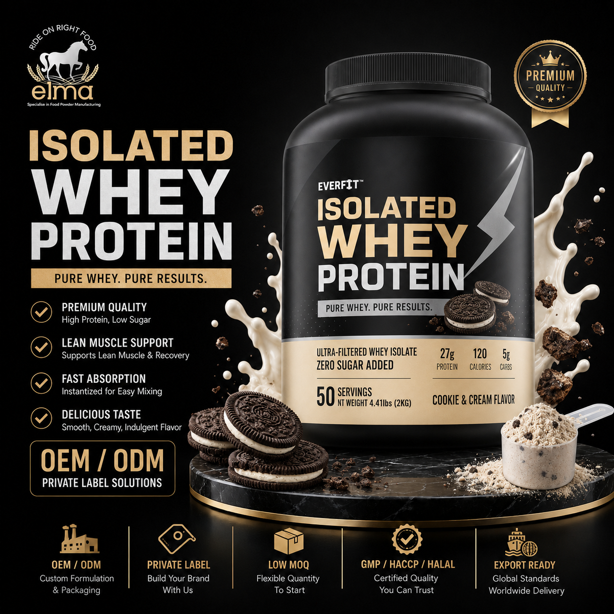 WPI Whey Protein Isolate Powder for Lean Muscle Recovery OEM ODM Customized Packaging Supplier