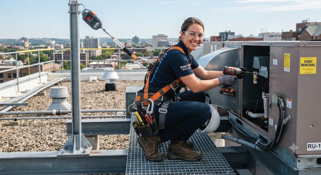 HVAC safety harness requirements for installation
