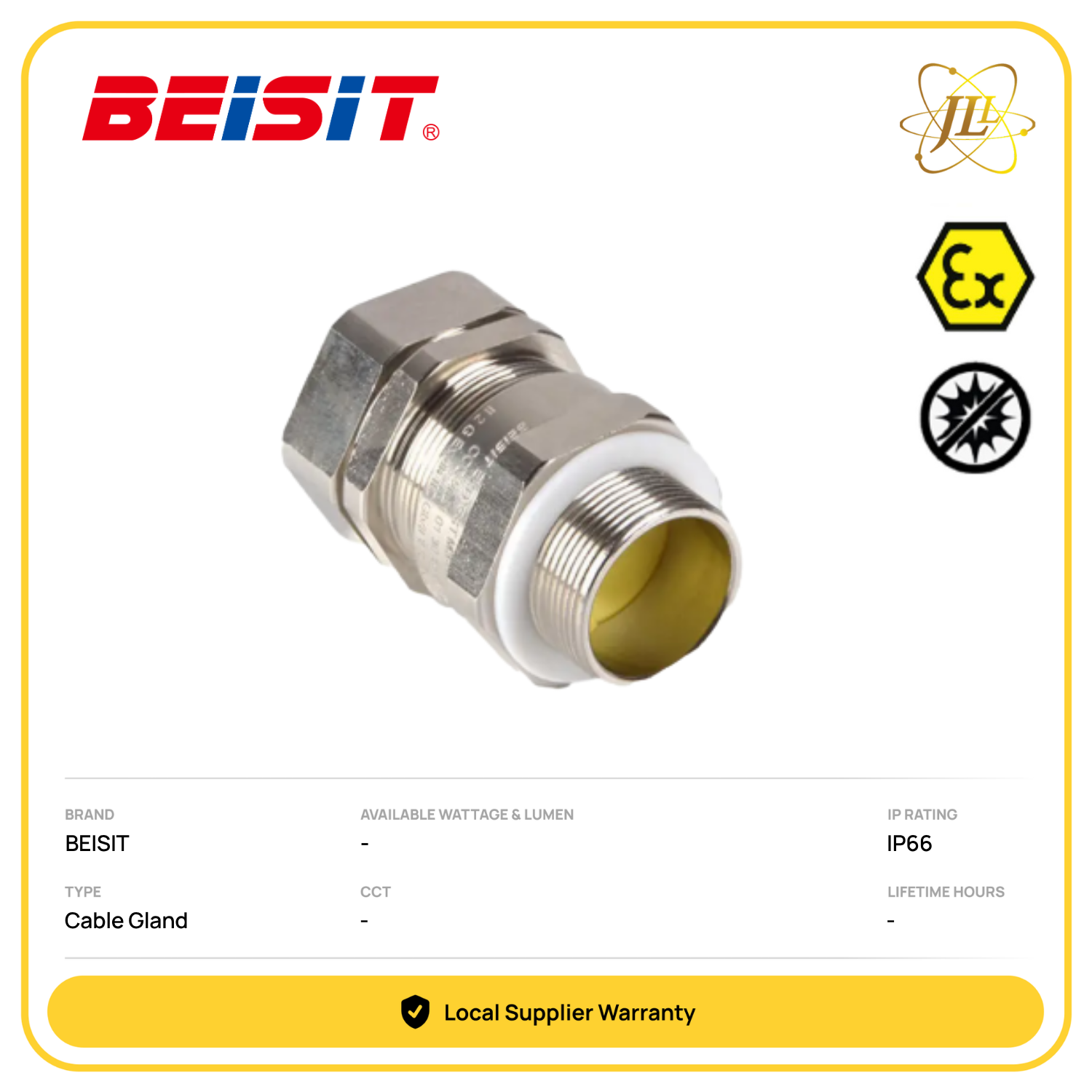 BEISIT METRIC TYPE SINGLE SEALING EXD NON-ARMOURED & BRAIDED CABLE GLAND (ATEX/IECEX CERTIFIED) [M16-M100]