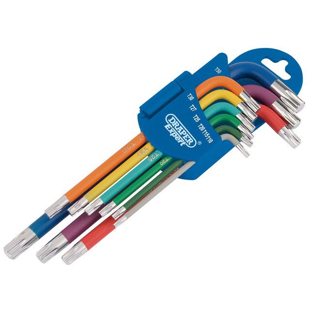 66143 - Draper TX-STAR Metric Coloured Long Arm Key Set (9 Piece)