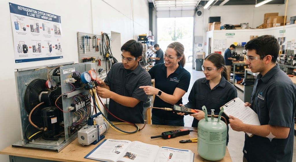 Refrigeration system vacuum and leak testing training