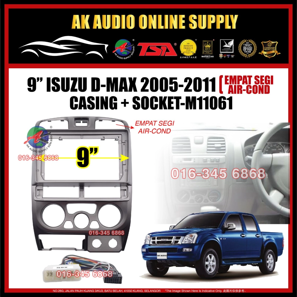 Isuzu D-Max Dmax 2005 - 2011 (  Square Air-cond ) Android Player 9" inch Casing + Socket -M11061
