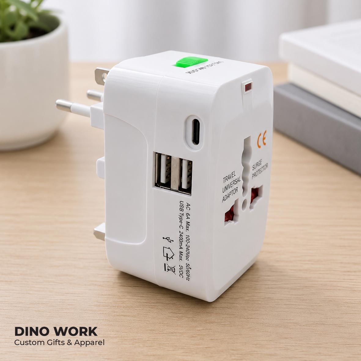 Travel Adapter with Dual USB Port + Type C 0110