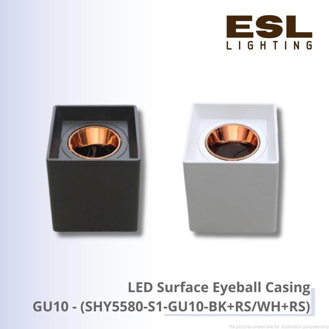 LED Surface Eyeball Casing GU10 White,Black,Rose Gold - SHY5580-S1-GU10-BK+RS/WH+RS