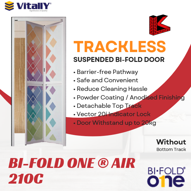 VITALLY BI-FOLD ONE庐 AIR ALUMINIUM TOILET DOOR | CUSTOM MADE BATHROOM DOOR | SPACE SAVING ALUMINIUM FOLDING DOOR MALAYSIA