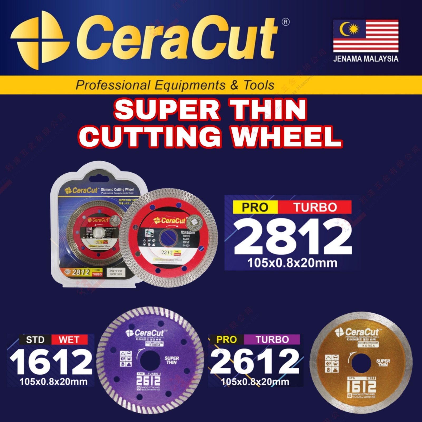 CERACUT BRAND SUPER THIN CUTTING WHEEL - 2812 1612 2612