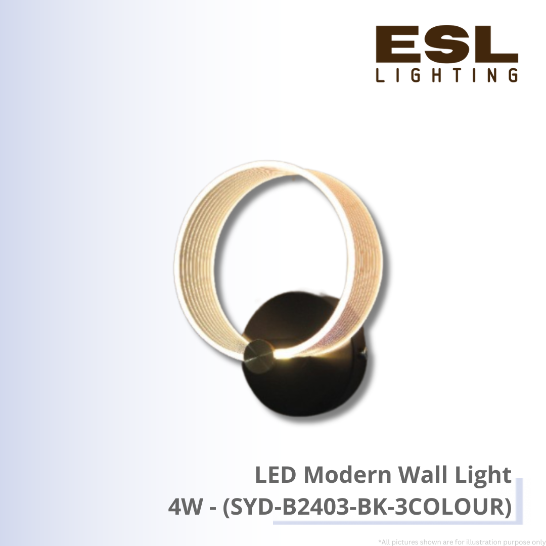 LED Modern Wall Light 4W - SYD-B2403-BK-3COLOUR
