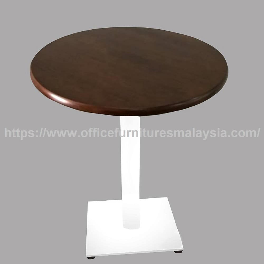 2 ft Low Rubber Wood Round Table with White Steel Leg OFSM83R6060LR