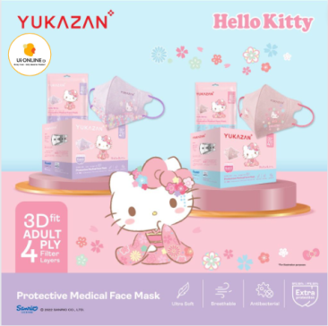 Yuka Zan Adult 4ply 3D Fit Hello Kitty Kimono Peony Protective Medical Face Mask 50pcs (BOX)