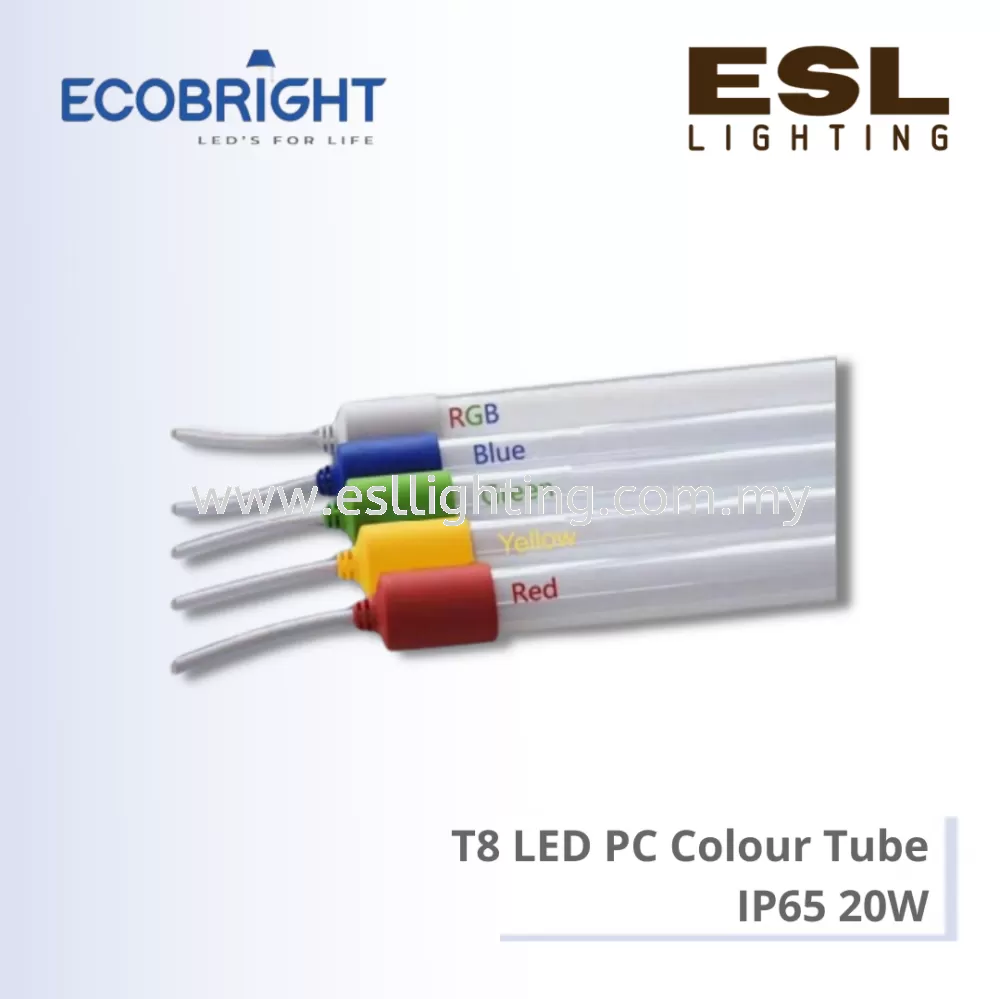 ECOBRIGHT T8 LED PC Colour Tube 20W IP65
