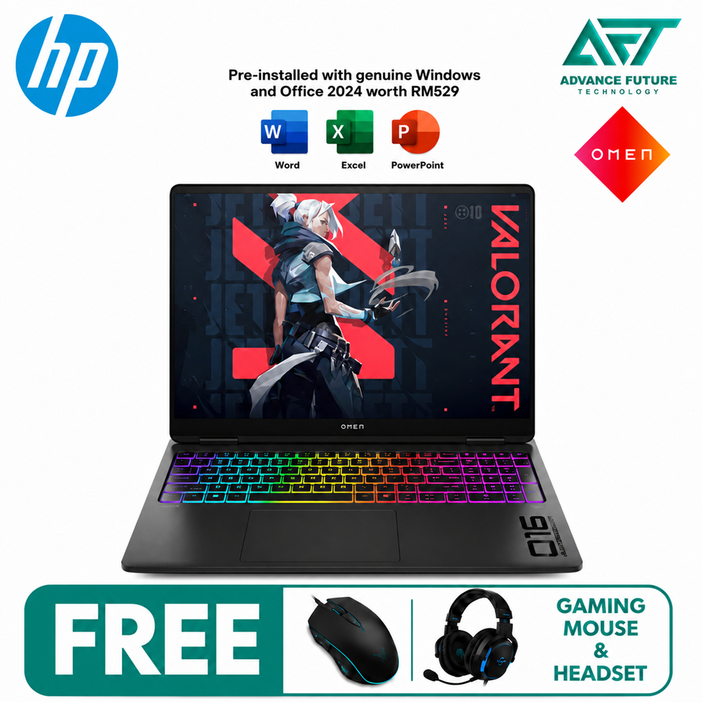 HP Omen Max 16-ak0062AX 16" 2K 165Hz Gaming Laptop Shadow Black ( AMD Ryzen AI 7 350, 16GB, 1TB SSD, RTX5070, W11, H&S 2024&M365 )