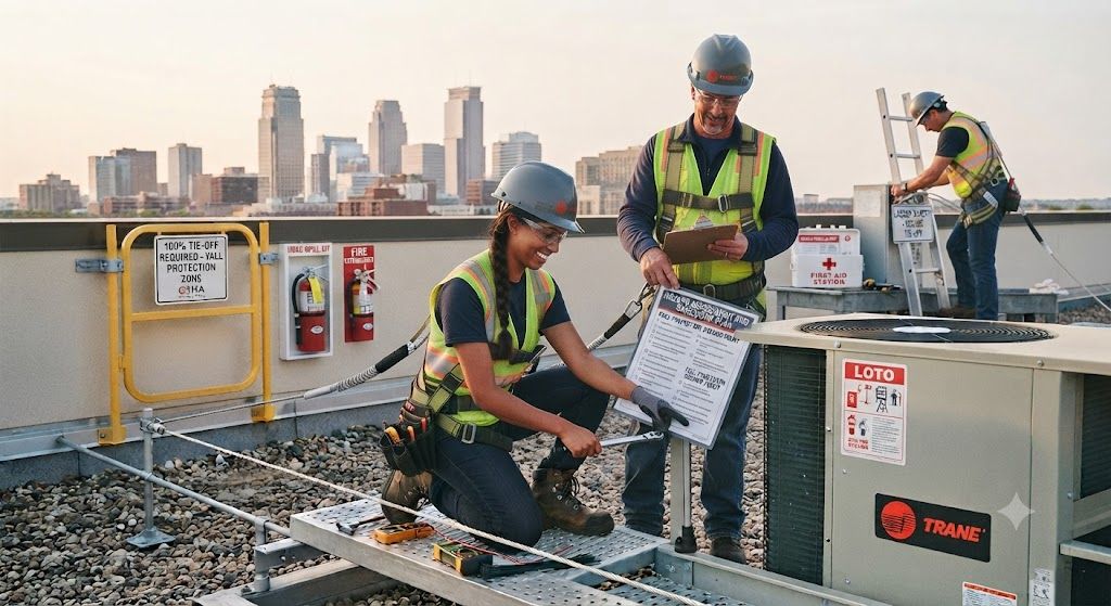 HVAC technician safe working practices at height