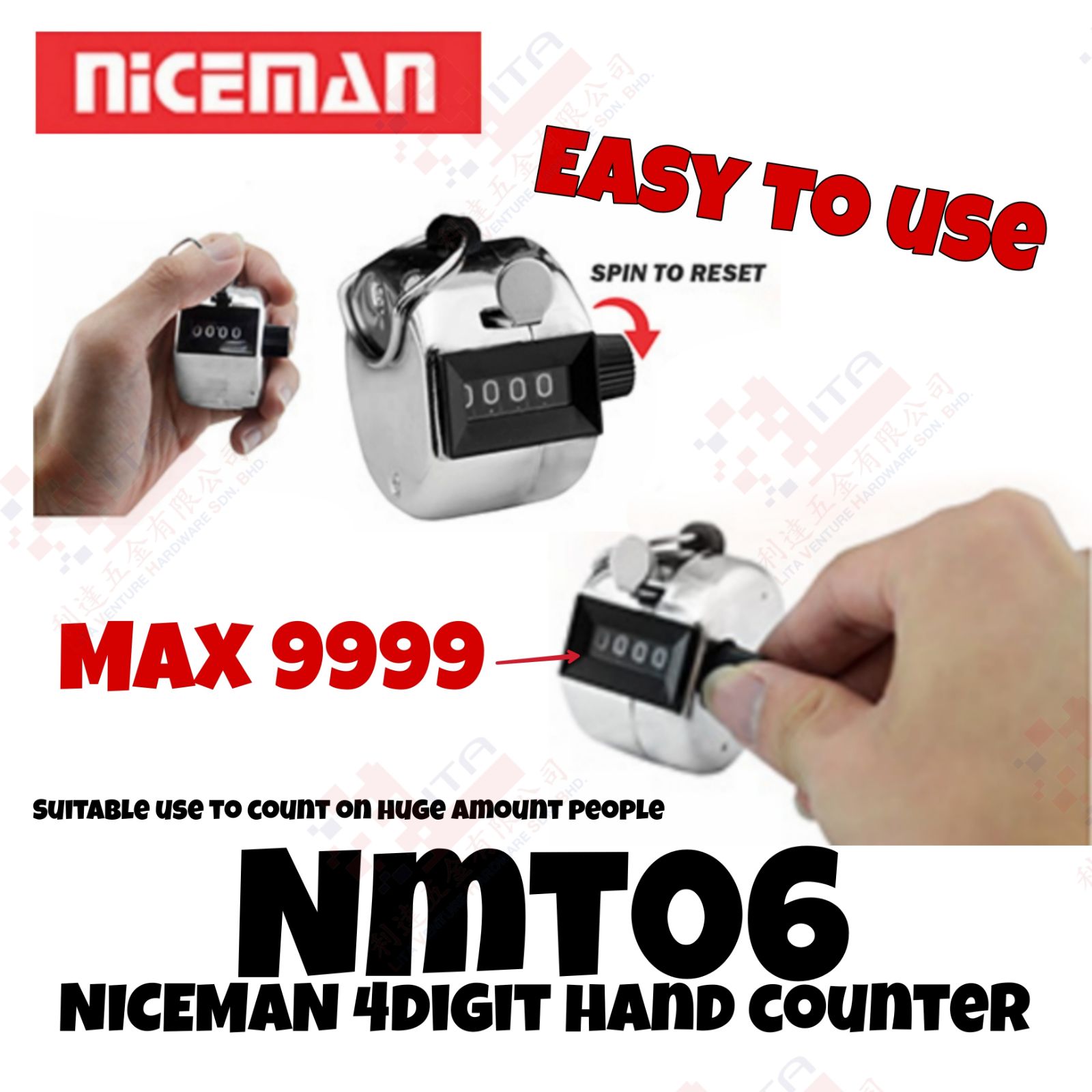 NICEMAN BRAND 4DIGIT HAND COUNTER - NMT06