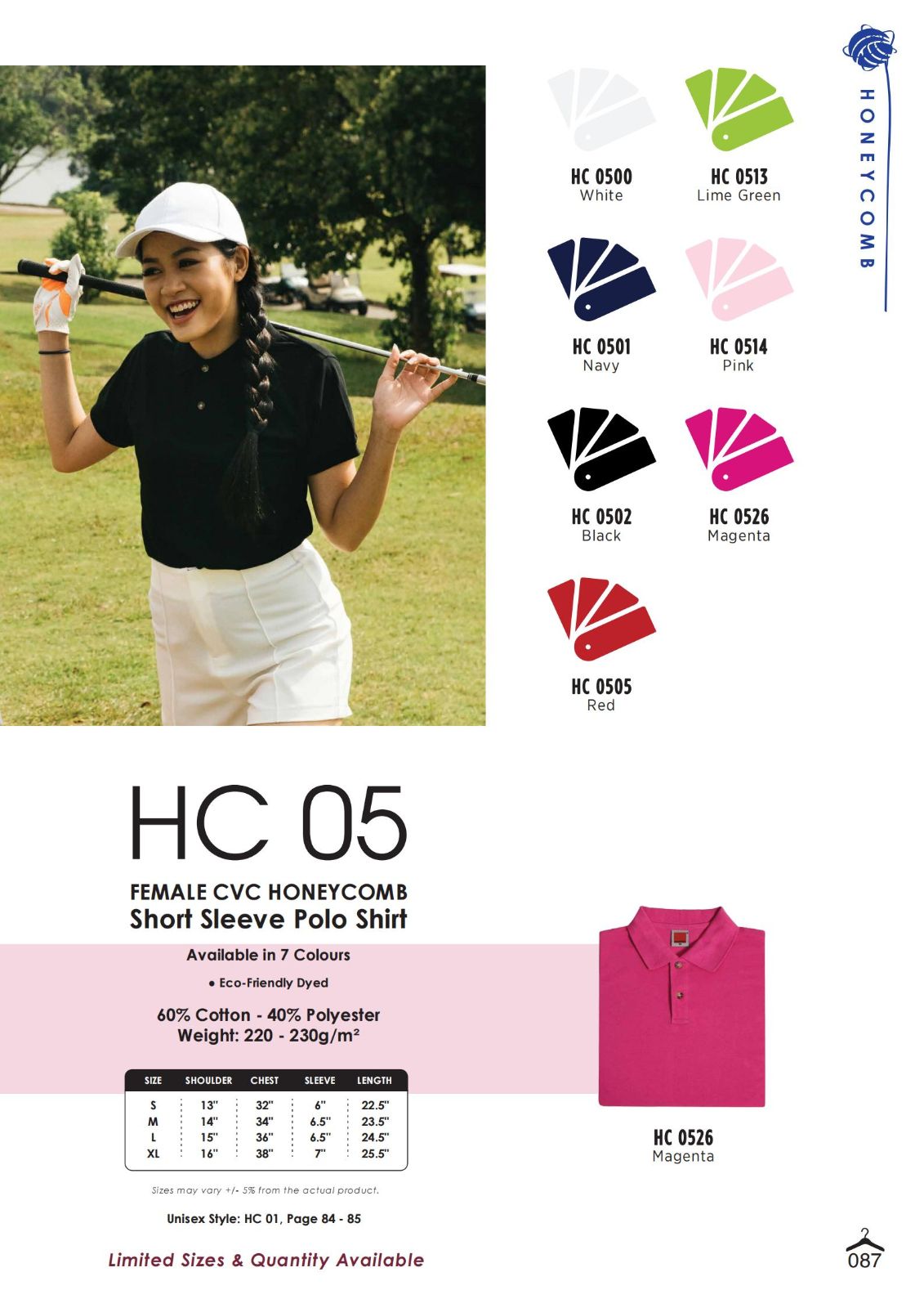 HC05 Unisex Honeycomb Short Sleeve Polo Shirt