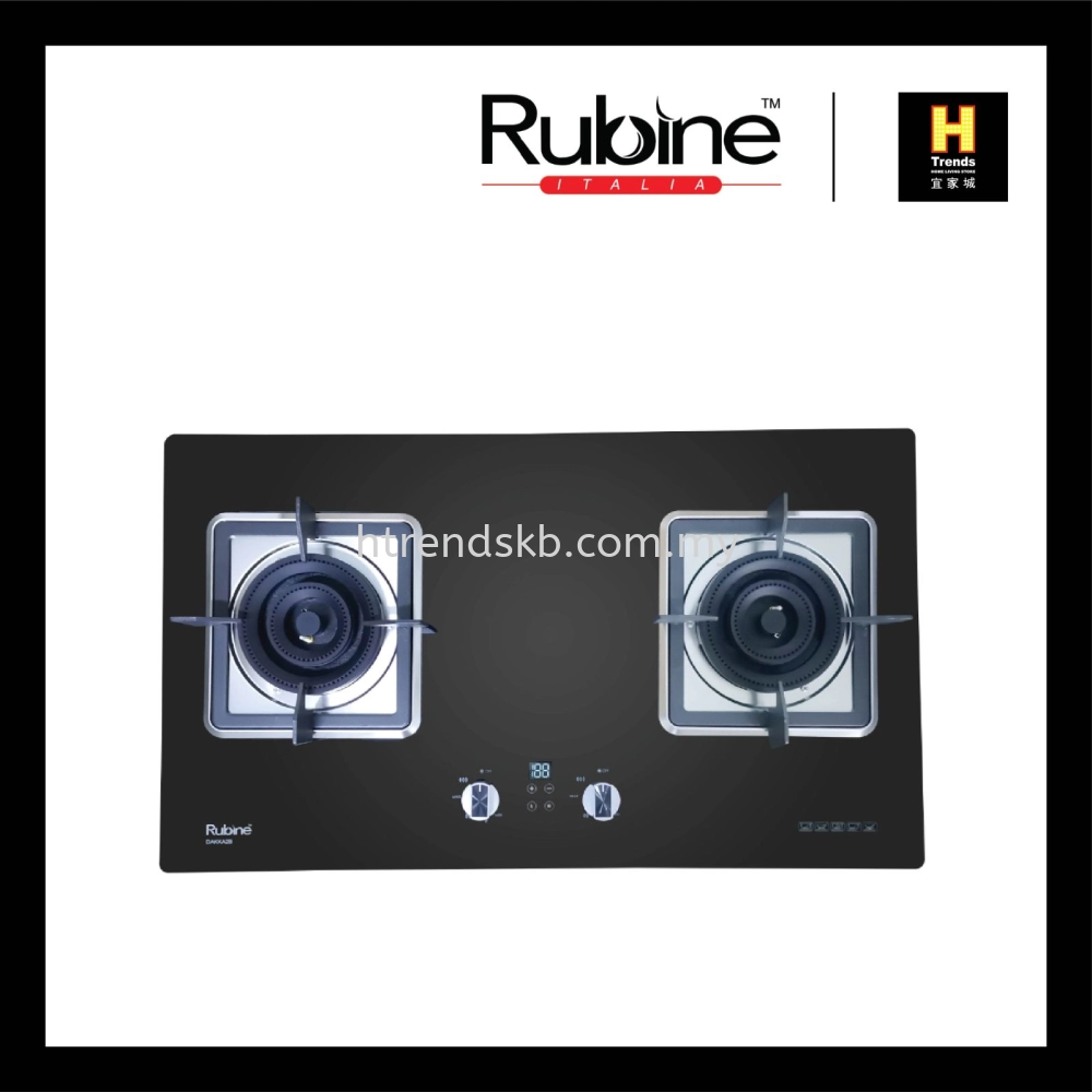 Rubine 2 Burner Build In Gas Hob (Glass) RGH-DAKKA2B-BL