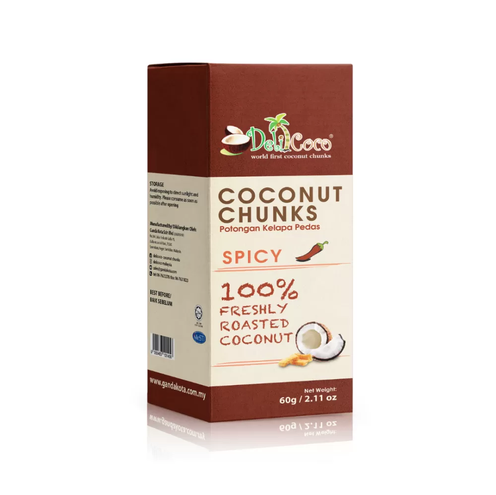 Delicoco Coconut Chunks Spicy Crunch D/Cut box (60 grams)