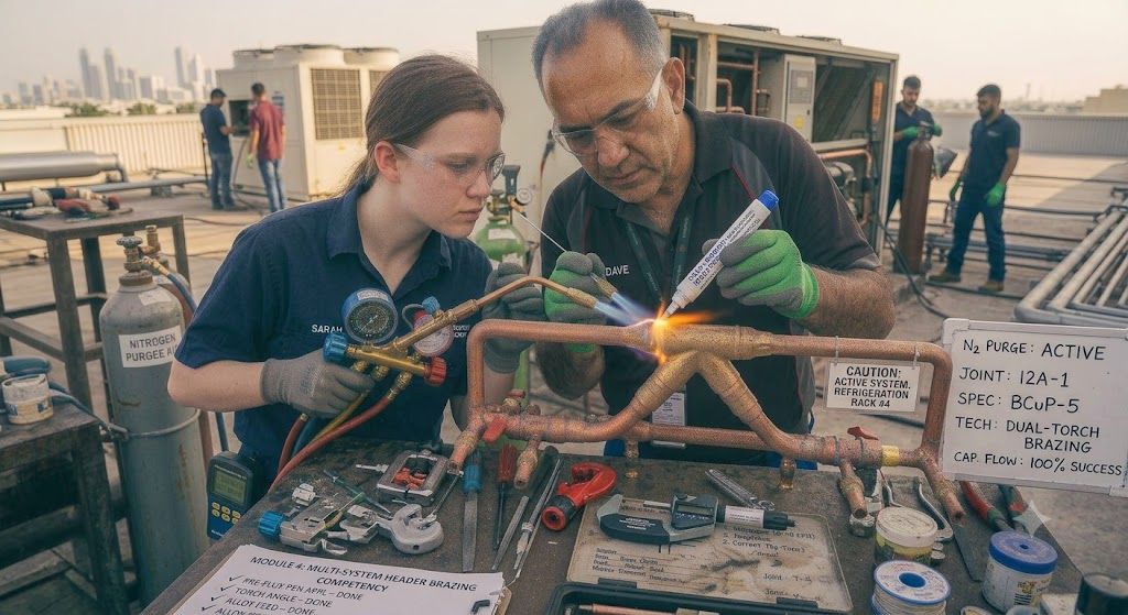 HVAC copper tube brazing refrigeration skills