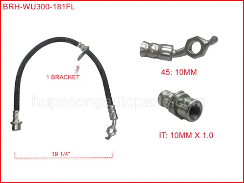 HINO WU300 90947-02B27 300ABS XZU600 FRONT LEFTHAND BRAKE HOSE #BRH101010 19 1/4" #BRH=17I (BRH-WU300-181FL)