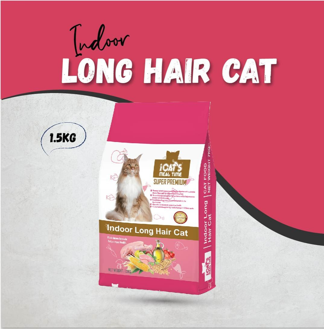 iCat's Meal Time Super Premium Cat Food - Indoor Long Hair Cat (1.5KG)