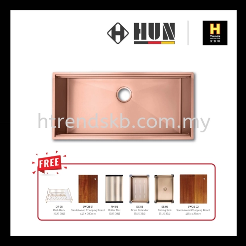 HUN Workstation Kitchen Sink with Nanotech (Nano Rose Gold) HKS538