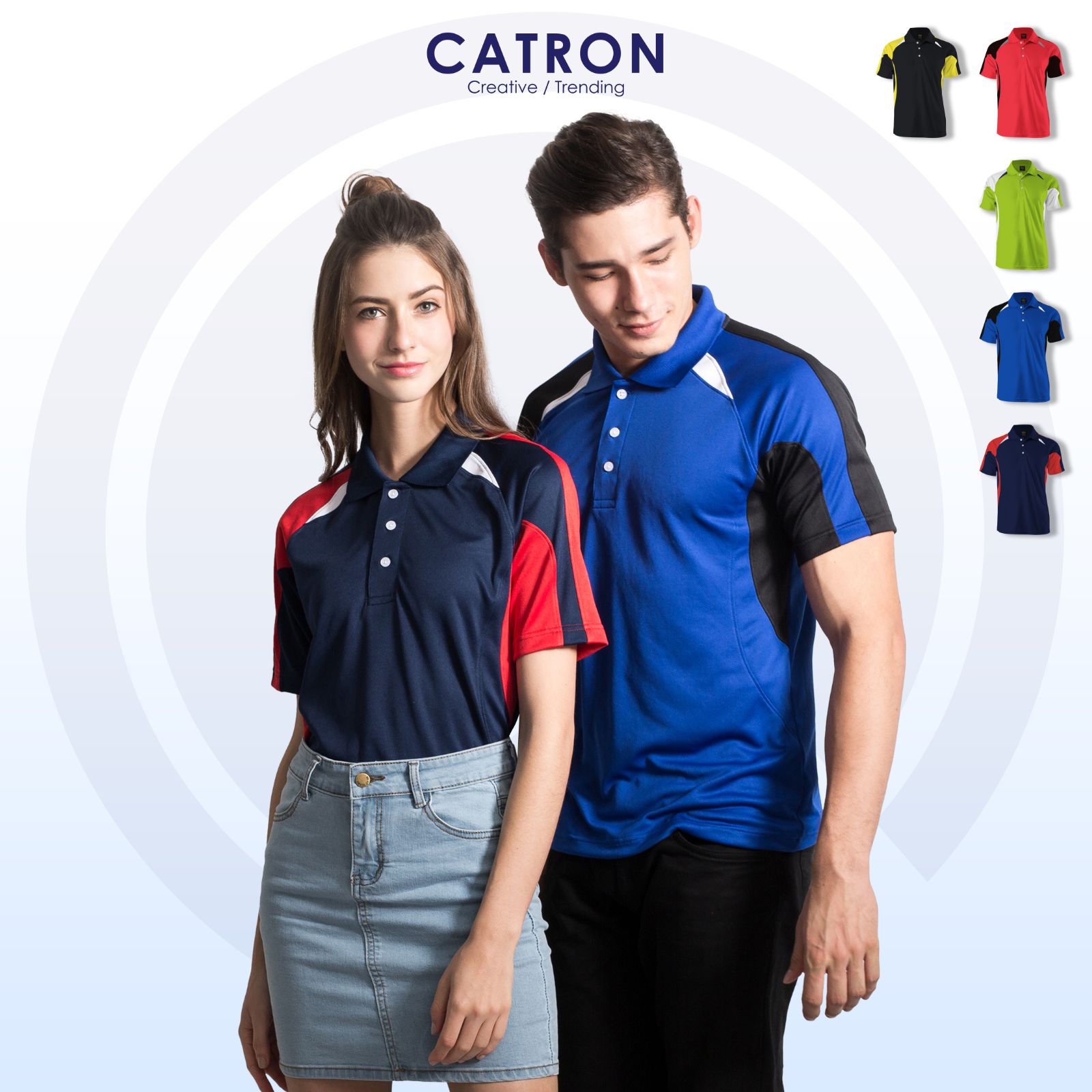 EM 2724 Unbalance Cut Short Sleeve Collar T-shirt (175gsm)