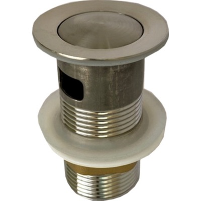 AR-2107B-NK 1 1/4" Push Basin Waste with Overflow – SUS304 Stainless Steel Satin Finish (80mm, Silicone Rubber)