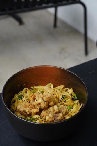 Fried-Chicken Garlic Noodle