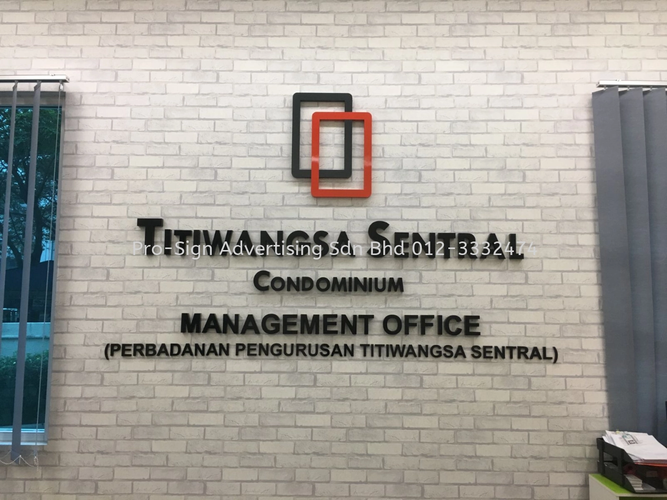 EG BOX UP AND 10 MM THICK ACRYLIC CUT OUT SIGNAGE (TITIWANGSA SENTRAL MANAGEMENT OFFICE, KL, 2019)