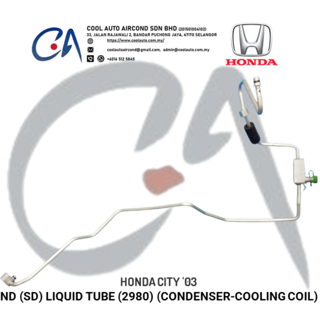 HONDA CITY '03 ND (SD) LIQUID TUBE (2980) (CONDENSER-COOLING COIL)