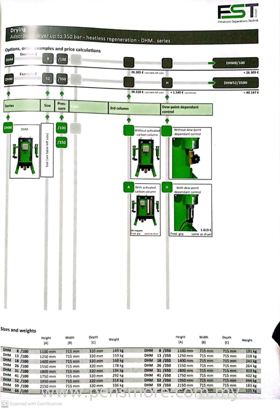 FST - Drying Adsorption dryer up to 350 Bar - Heatless regeneration - DHM..Series