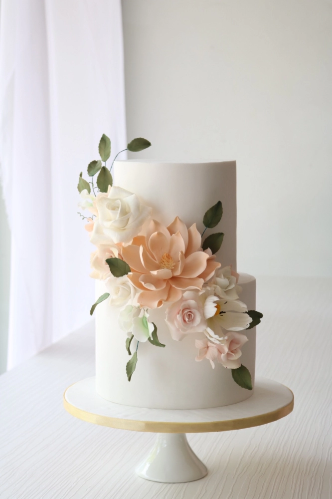 Flower Wedding Cake 2 Tier