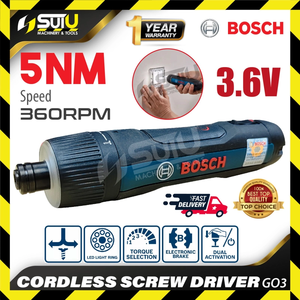 BOSCH GO3 / GO 3 5NM 3.6V Cordless Screw Driver 360RPM c/w USB Type C cable