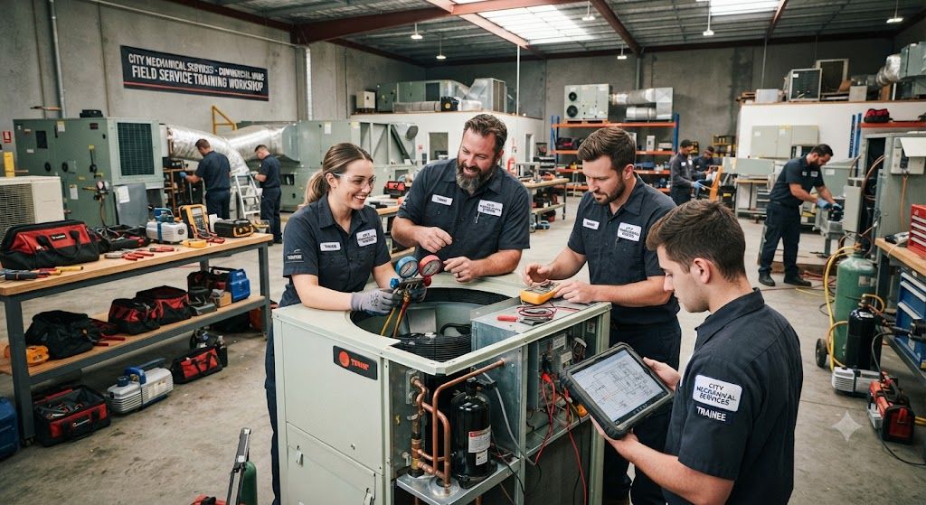 Commercial air conditioning maintenance workshop
