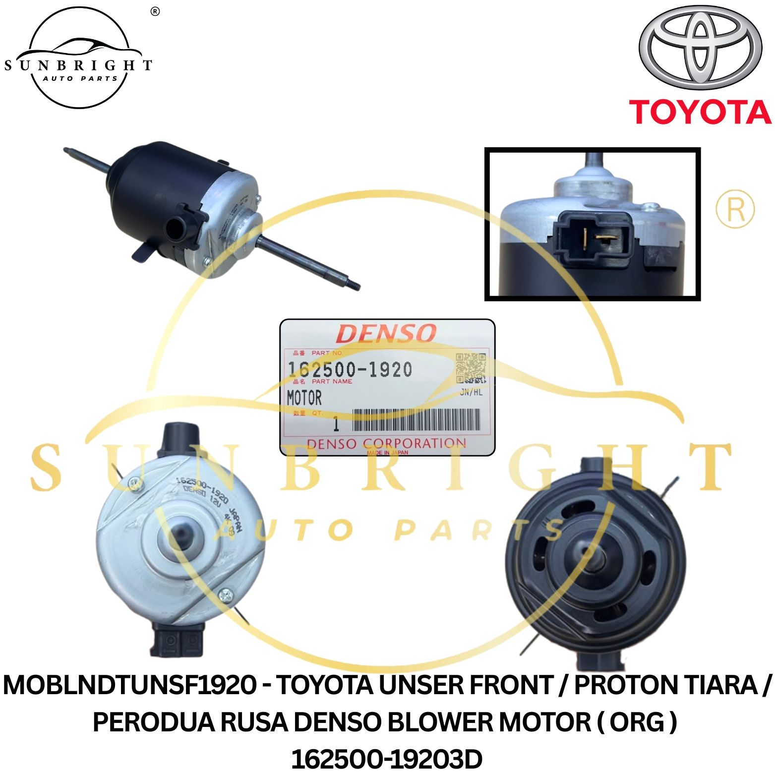 MOBLNDTUNSF1920 - TOYOTA UNSER FRONT / PROTON TIARA / PERODUA RUSA DENSO BLOWER MOTOR ( ORG ) 162500-19203D
