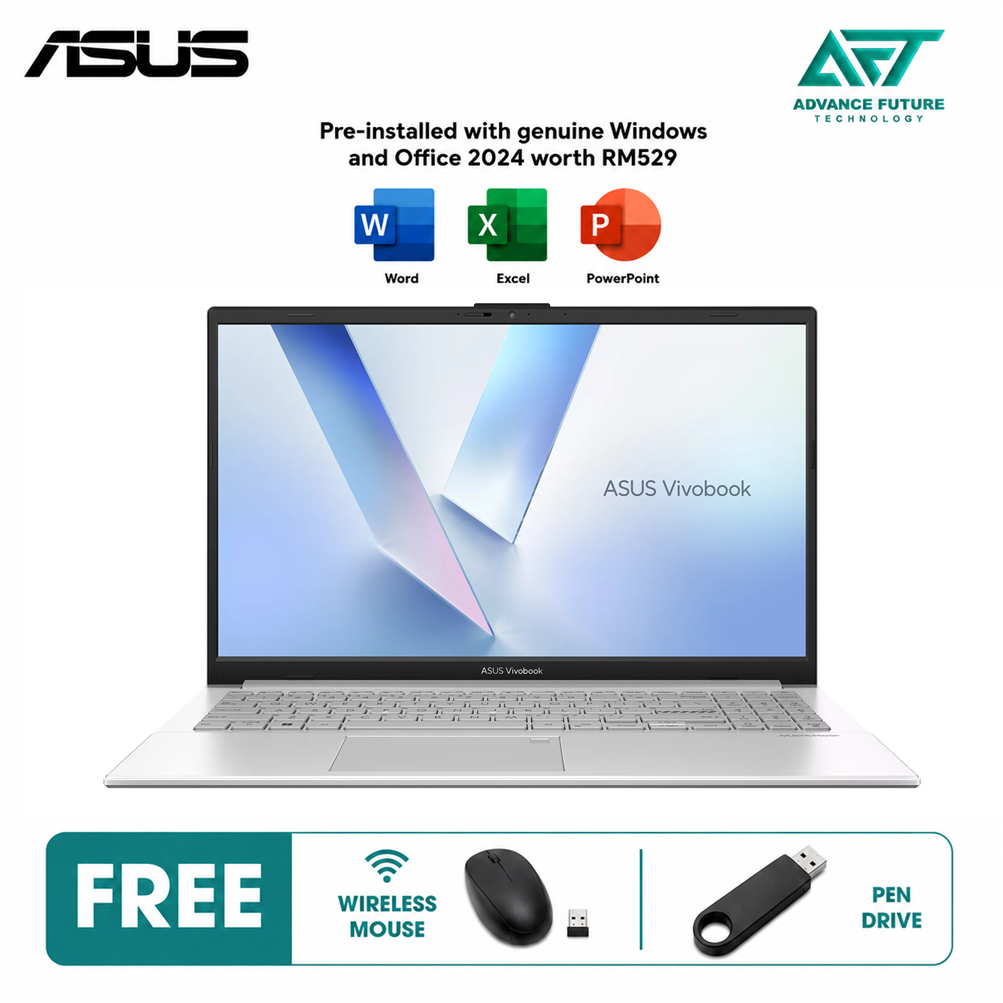 Asus VivoBook Go 15 E1504F-ABQ081WSP 15.6" FHD Laptop Cool Silver ( AMD Ryzen 5 40, 8GB, 512GB SSD, ATI, W11, H&S 2024&M365 )