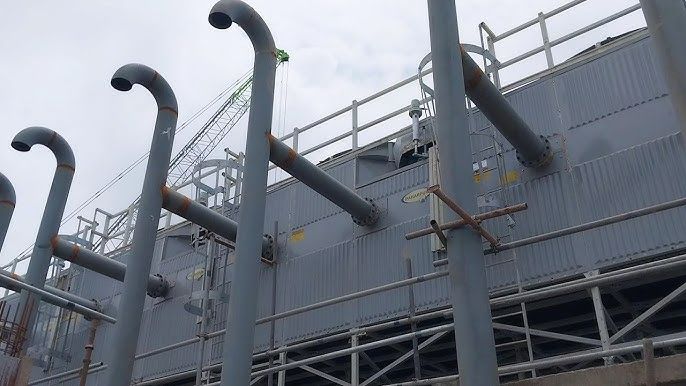 Cooling tower riser pipe installation