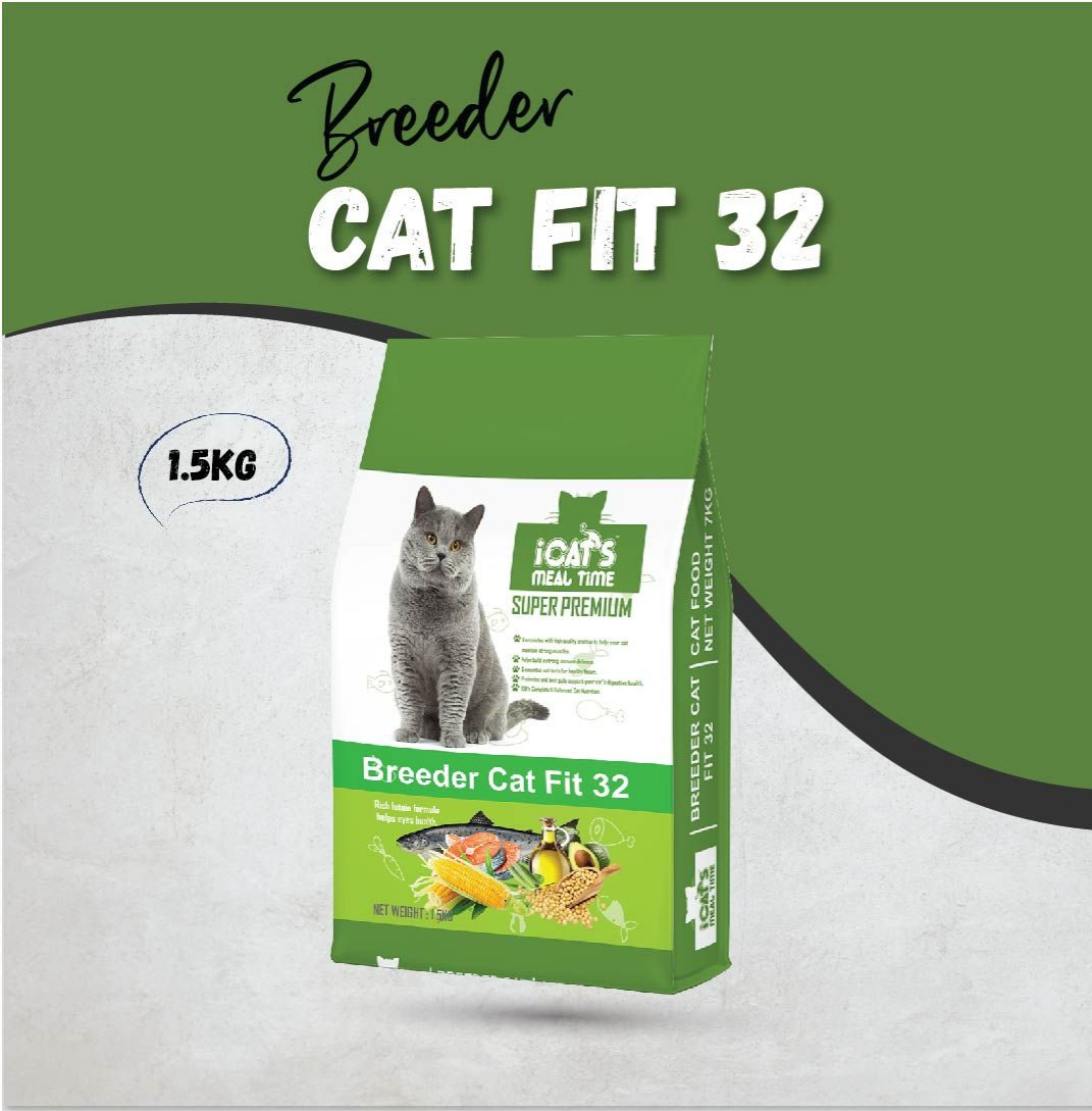 iCat's Meal Time Super Premium Cat Food - Breeder Cat Fit 32 (1.5KG)