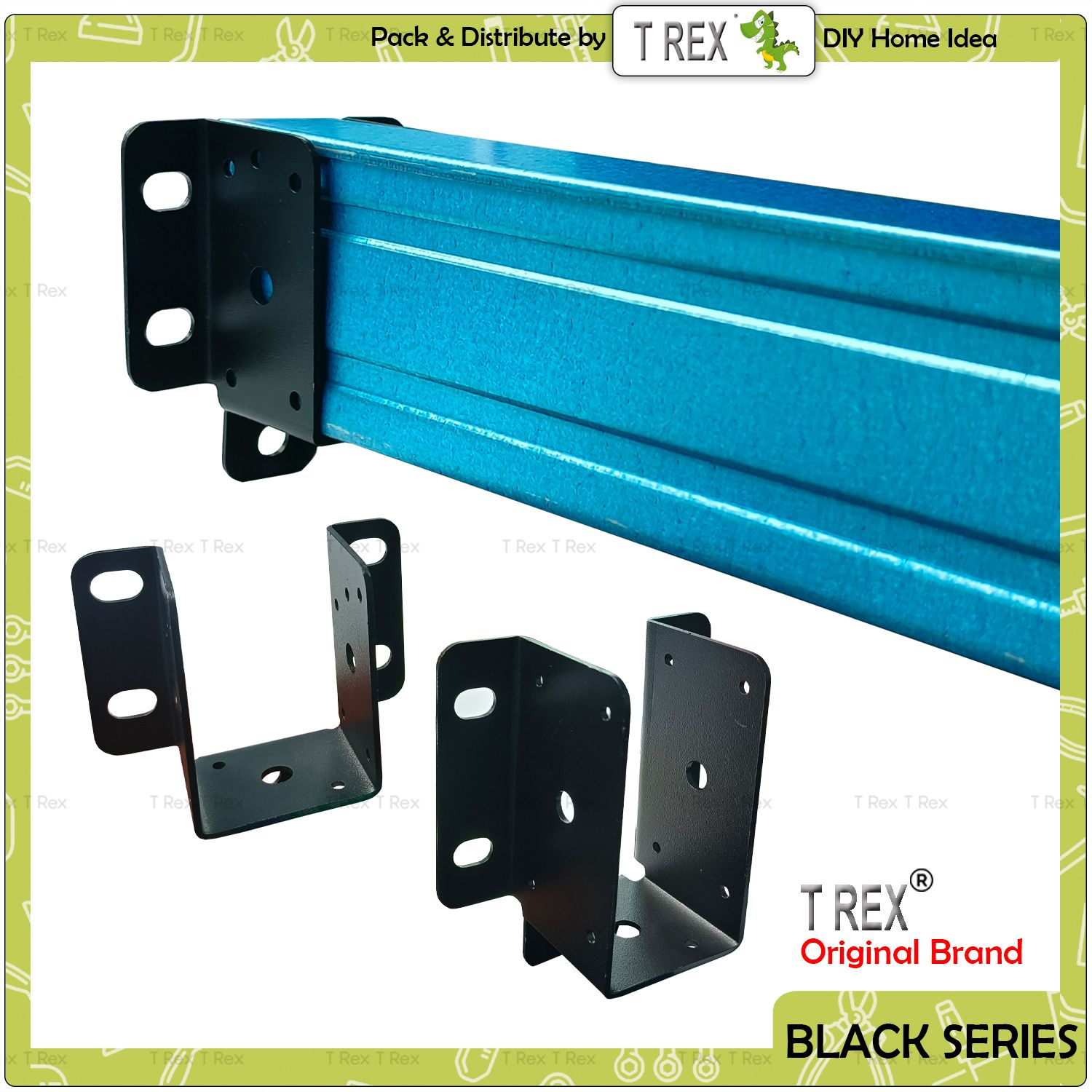 T Rex DIY C Channel / Rectangular Tube Wall Mount Bracket - Black Series