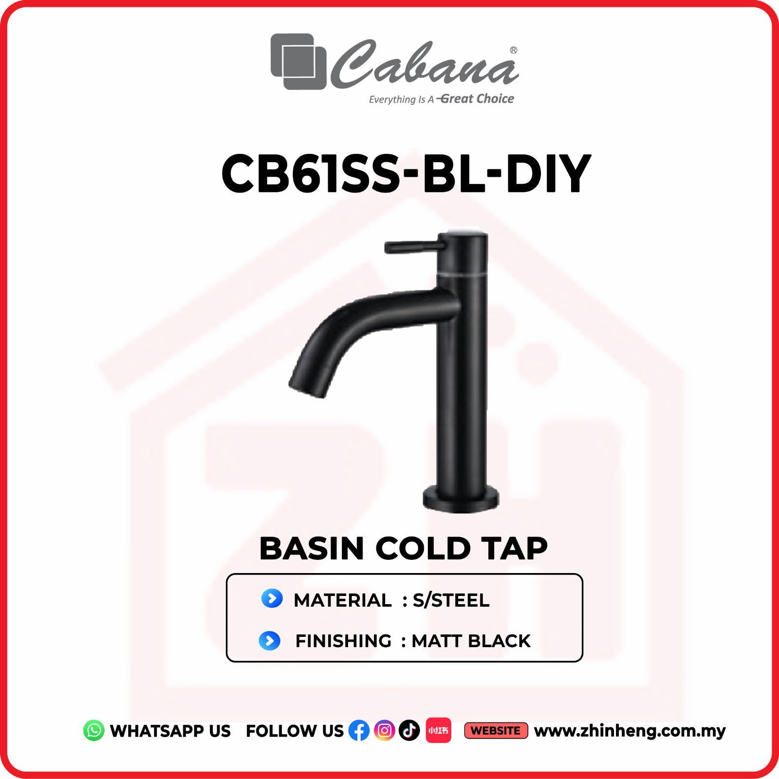 CABANA BASIN COLD TAP CB61SS-BL-DIY